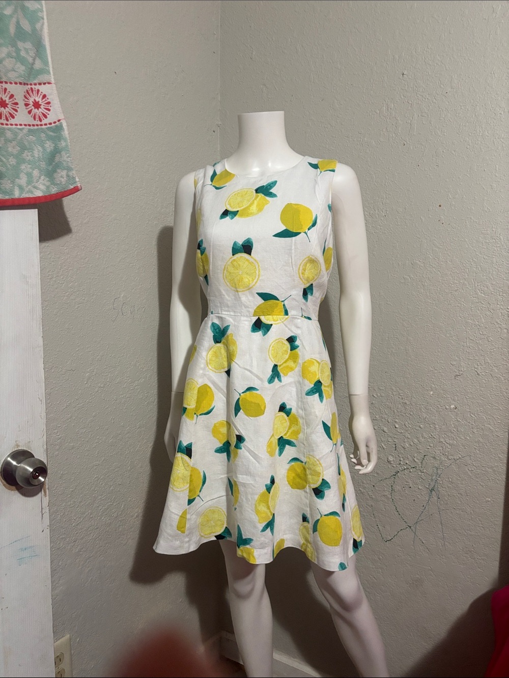 Cynthia Rowley White Mini Dress with Yellow Lemon Print